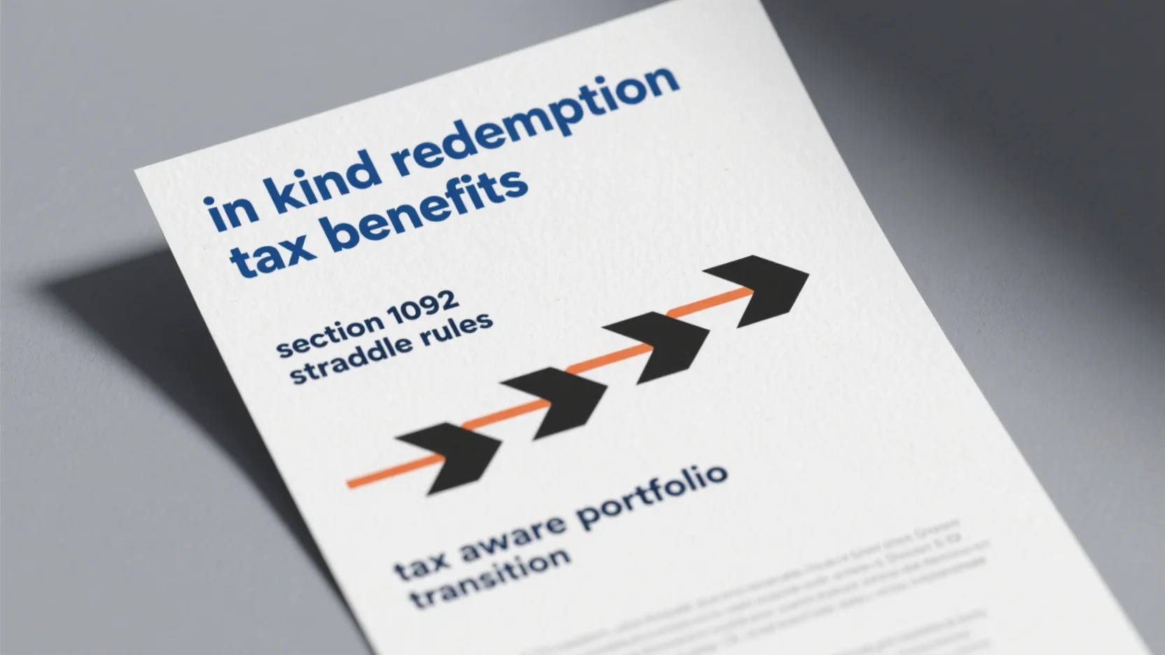 Maximizing Tax Benefits: In – kind Redemption, Section 1092 Straddle Rules, and Tax – aware Portfolio Transition